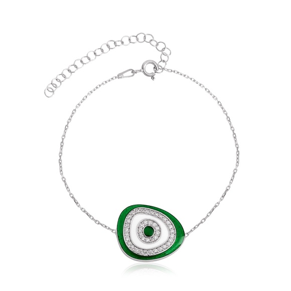 Green & Blue Nazar Emal Stone Bracelet - Picture 4 of 6